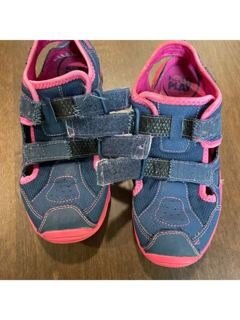 Stride Rite M2P Christiana Sandals Big Girls Size 2 Navy Blue Pink Washable Shoe